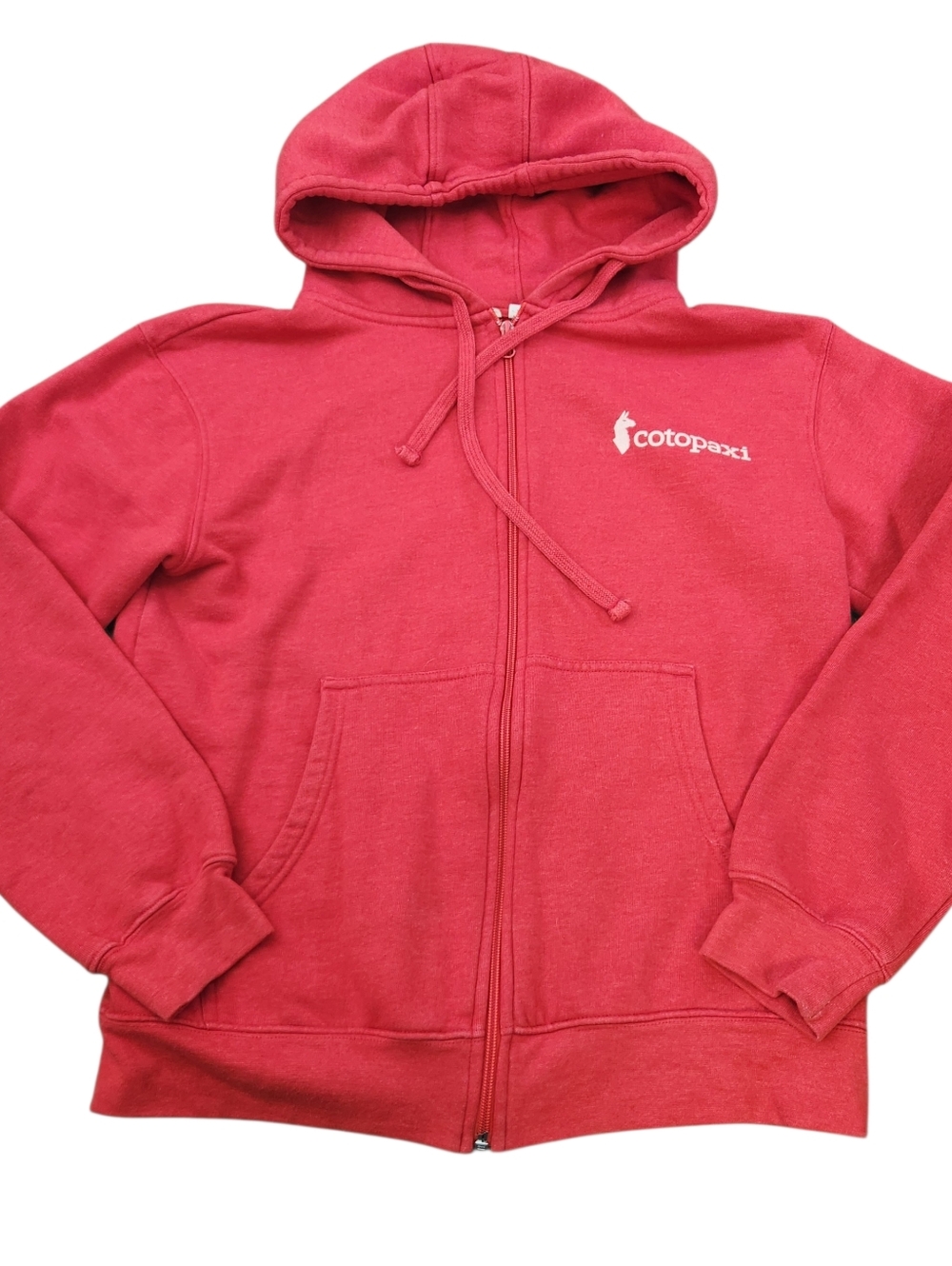 Cotopaxi Jacket Womens Size L Red Logo Fleece Hoodie Full Zip Outdoors Hiking
